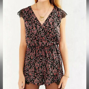kimchi blue red and black lace floral romper from Urban outfitters xs so cute